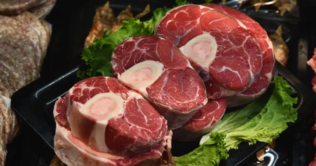 Raw bone-in beef shanks ready for cooking